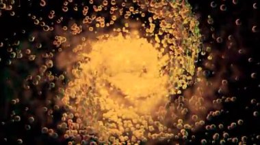 Kozmik bir arkaplan karşısında büyüleyici bir altın kabarcık girdabı merakı ve keşfi çağrıştırıyor.