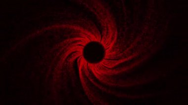 Kırmızı ve siyah renklerde büyüleyici ve büyüleyici bir girdap, derinlik ve hareket hissi uyandırıyor.