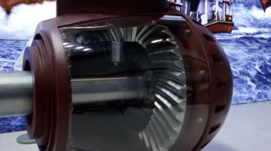 Türbin motorunun yenilikçi tasarımını ve gelişmiş mühendislik prensiplerini vurgulayan detaylı bir görüntüsü. Medya