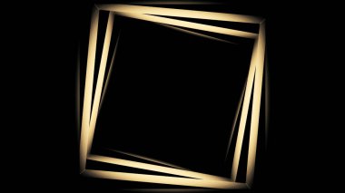 Hipnotik çizgileri olan altın kare tünel sonsuz hareket etkisi yaratıyor. Tasarım. Bej rengi dönen ve uçan siluetler