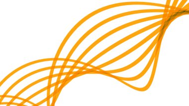 Beyaz arka plan. Tasarım. Animasyonda turuncu ve yeşil üç kıvrımlı çizgi yükseliyor. Yüksek kalite 4k görüntü