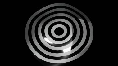 Hedef halkaları olan bir arka plan. Hareket. Siyah arka planda halka halkaları. Yüzeyinde dalgalar olan hedef için dairesel halkalar.