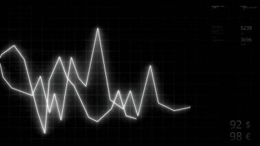 Tek renkli çizelgeler mali kriz, ekonomik çöküş gösteriyor. Hareket. Soyut mali tablolar ve grafikler, ekonomik rapor