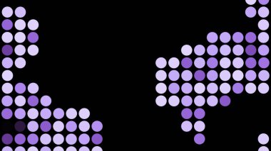 Siyah arka planda renkli noktalar müzikal tarzda hareket eder. Tasarım. Noktalar hareket eder ve geriye dönük bir şekilde parlar. Noktalı müzikal hareketlerle geçmişe dönük arkaplan.