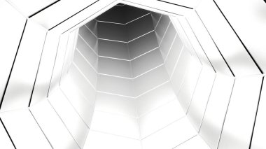 Dizzying movement through futuristic tunnel. Design. Dazzling white tunnel with smooth surface in style of futurism. Dizzying tunnel in cyberspace. clipart