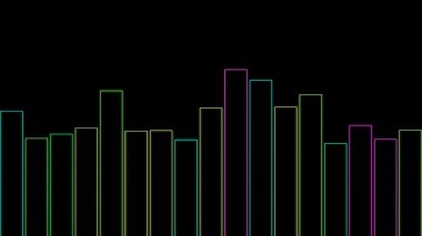 Sütun Dengeleyici. Tasarım. Renkli kontür çizgileri müziğin ritmine göre hareket ediyor. Siyah arkaplanda Contour dengeleyicisi.