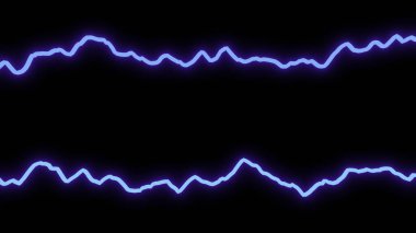 Siyah arka plan. Görev. Animasyonda farklı yönlere salınan iki mavi çizgili. Yüksek kalite 4k görüntü
