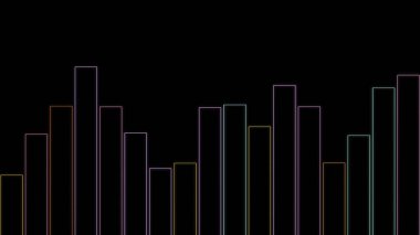 Dengeleyicinin kontur çizgileri. Tasarım. Renkli çizgiler siyah arka planda müzikal ritimle hareket eder. Basit çizgiler dengeleyici biçiminde hareket eder.