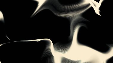 Soyut siyah ve beyaz arka plan, dalga veya peçe doku. Yavaş yavaş, sorunsuz döngü yüzen yumuşak, soyut, tek renkli dalgalar