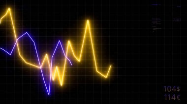 Bright multi - colored lines of the graph . Motion . Animation showing the falling and rising dollar and euro exchange rates and the lines gradually disappear . High quality 4k footage clipart