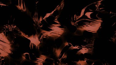 Kırmızı arka plan. Hareket. Siyah gölgeli parlak noktalar soyutlamada parıldıyor ve parlıyor. Yüksek kalite 4k görüntü