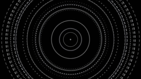 Abstract animation of hypnotic circles moving and blinking on the dark background. 4K abstract wavy motion background.