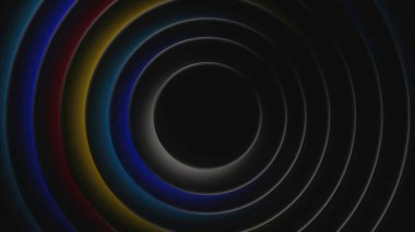 Titreşen halkaların arka planı. Hareket. Güzel halkalar ritm ve tempoyla atarlar. Hoparlörlerin halka şeklinde müzikleri..