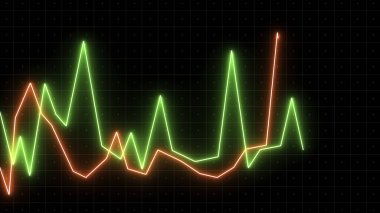 Para birimini gösteren tablolar. Öneri. Dolar ve avro döviz kuru grafikte akıyor, sonra düşüyor, sonra animasyonda yükseliyor. Yüksek kalite 4k görüntü