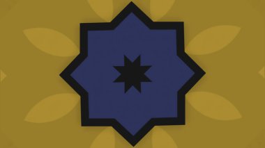 Çiçek desenli animasyon. Hareket. Renkli çiçek desenleri tekrar ediyor. Basit çiçek deseni yanıp sönüyor ve arkaplan merkezinde renk değiştiriyor.