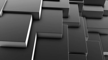 Yeşil ve gri arka plan. Tasarım. Yerlere kareler yaymak 3 boyutlu çizgilerden desenler oluşturur. Yüksek kalite 4k görüntü