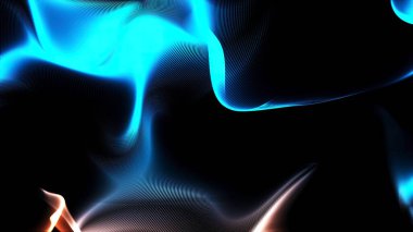 Soyut mavi, turuncu ve siyah arka plan, dalga veya peçe doku. Yavaş yavaş, sorunsuz döngü yüzen yumuşak, soyut dalgalar
