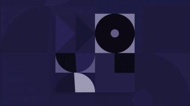 Kare içinde hareket eden geometrik şekiller. Hareket. Hareket eden geometrik şekilli kolaj. Hareket eden figürlerin aynı renkte olduğu animasyon. Retro biçimi geometrik canlandırma.
