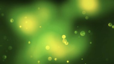 Bulanık arka planda yanıp sönen baloncuklar. Hareket. Hareket eden kabarcıklar havada patlıyor. Renkli bulanık arkaplanda patlamalar ve kabarcıklar.