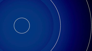 Mavi arka plandaki sonsuz tünelde geriye doğru hareket eden parlayan beyaz daire çerçeveleri. Tasarım. Yuvarlak dar çizgiler sonsuz hareket