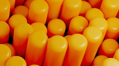 Soyut parlak çubuklar yukarı aşağı hareket ediyor. Tasarım. Zıplayan şekiller gibi tüp