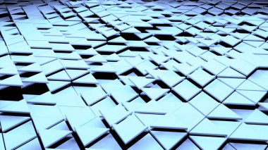 Üçgenlerin arka planı, soyut arka plan, kusursuz döngü. Tasarım. Mavi karoların yüzeyi dönüştürülüyor