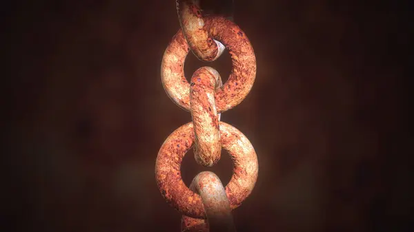 stock image Dark background. Motion.A rusty white large chain in the animation that rotates. High quality 4k footage