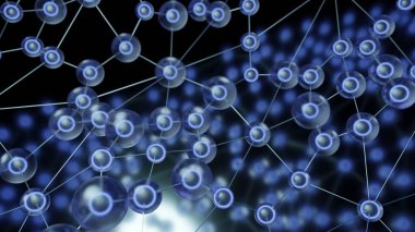 Sanal uzayda moleküler ağlar. Tasarım. Biyolojik bileşiklerde çekirdekli 3 boyutlu moleküller. Sanal alandaki molekül ve çizgi ağları.