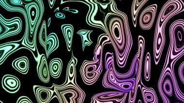Parlak benzin desenleri. Tasarım. Canlandırmada neon karışımı renkler genişler ve büzülür. Yüksek kalite 4k görüntü