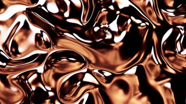 Kaynayan soyut metal sıvı doku. Tasarım. Parlayan bronz madde