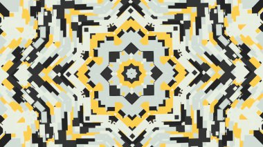 Güzel bir kaleydoskop hareket arkaplanı. Soyut hipnotik kaleydoskop deseni ve titreşen geometrik şekiller.