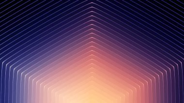 Altıgen şekilli gradyan hareket çizgisi olan soyut bir arkaplan. Hareket. Geometrik siluetler ışık ve renkle hareket halinde