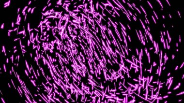 Black background. Design.Bright violet rays with a reflection that run over a dark background and sparkle in abstraction. High quality 4k footage clipart