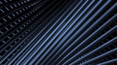 Soyut metal kablo hatları arka plan, dikişsiz döngü. Hareket. Mavi düz ve 3 boyutlu çizgiler