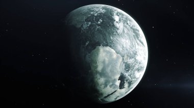 Evrenin parlak manzarası. Hareket. Ay yeşille aydınlandı, animasyonla yapıldı. Yüksek kalite 4k görüntü