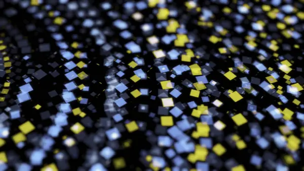 Soyut parlak neon halkalar küçük çok renkli geometrik şekillerden oluşur ve karanlıkta kaotik bir şekilde hareket eder. Disko dansı ve elektronik müzik arka planı