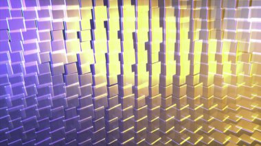 Amazing animated background of 3d multicolored glittering cubes rotating and shining in abstract space. Looped motion design background clipart