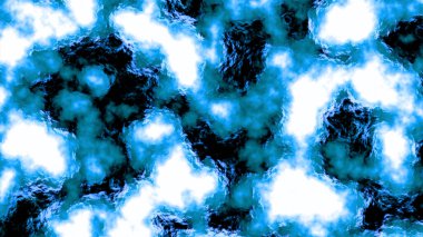 Nöronların hareketlerinin mavi ve siyah renkli görüntülenmesi. Hareket. Siyah bir zemin üzerinde çalışan insan beyni.