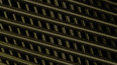 Soyut TV ses efekti, çapraz çizgili kumlu doku. Hareket. Siyah arkaplanda 3 boyutlu dar borular