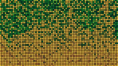 Retro dynamic pattern of green and beige flickering mosaic tiles. Motion. Round shaped particles blinking fast clipart