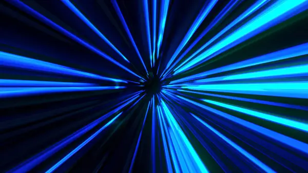 stock image Abstract explosive cyberspace animation background. Motion. Blue spinning rays looking like tunnel