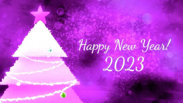 stock image Blue and purple background made in cartoon abstraction. Motion. Bright New Year greetings with the coming year 2023 with Christmas trees and lighting. High quality 4k footage