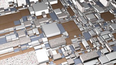 Yavaş çekimde 3D dikdörtgenlerin soyut gerçeküstü dokusu. Hareket. Çapraz akan blokların farklı boyutları