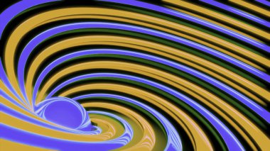 Abstract background with animated hypnotic hurricane of blue and orange stripes. Design. Rotating bending contrasting lines clipart