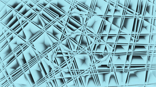 Blue and green light background. Design. Kaleidoscope effect with changing patterns made in computer graphics. High quality 4k footage