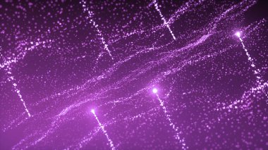 Kahverengi ve mor arka plan. Hareket. Küçük bir boyutun parlak parıltısı animasyonda farklı yönlerde parıldıyor ve yüzüyor. Yüksek kalite 4k görüntü