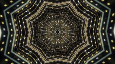 Bilimkurgu 'nun kara arka plandaki sonsuz tünelinin fütüristik soyutlanması çok güzel. Flüoresan neon ışıklı çizgilerin içinde ilerliyorum..