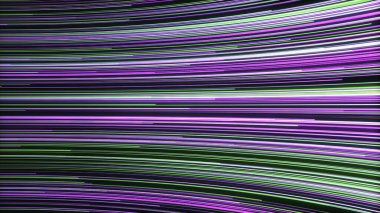 Işık saçan parlak çizgilerin arka planı. Hareket. Parlak çizgiler kıvrımlı akıntıda hareket eder. Elektronik bilgi akışının çizgileri gürültüyle taşınıyor.