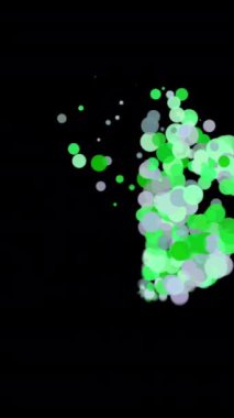 Bulanık kuyruklu yıldızın animasyonu. Animasyon. Çok renkli bulanıklıklarla dolu neşeli animasyon siyah arka planda daireler çiziyor. Bulanık şekilli şenlikli soyut animasyon