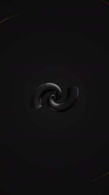 Sarı halkalarla çevrili geniş bükülmüş çizgilerden oluşan soyut ve güzel bir hipnotik spiral. Animasyon. Siyah ve altın renkli hareket arkaplanı.